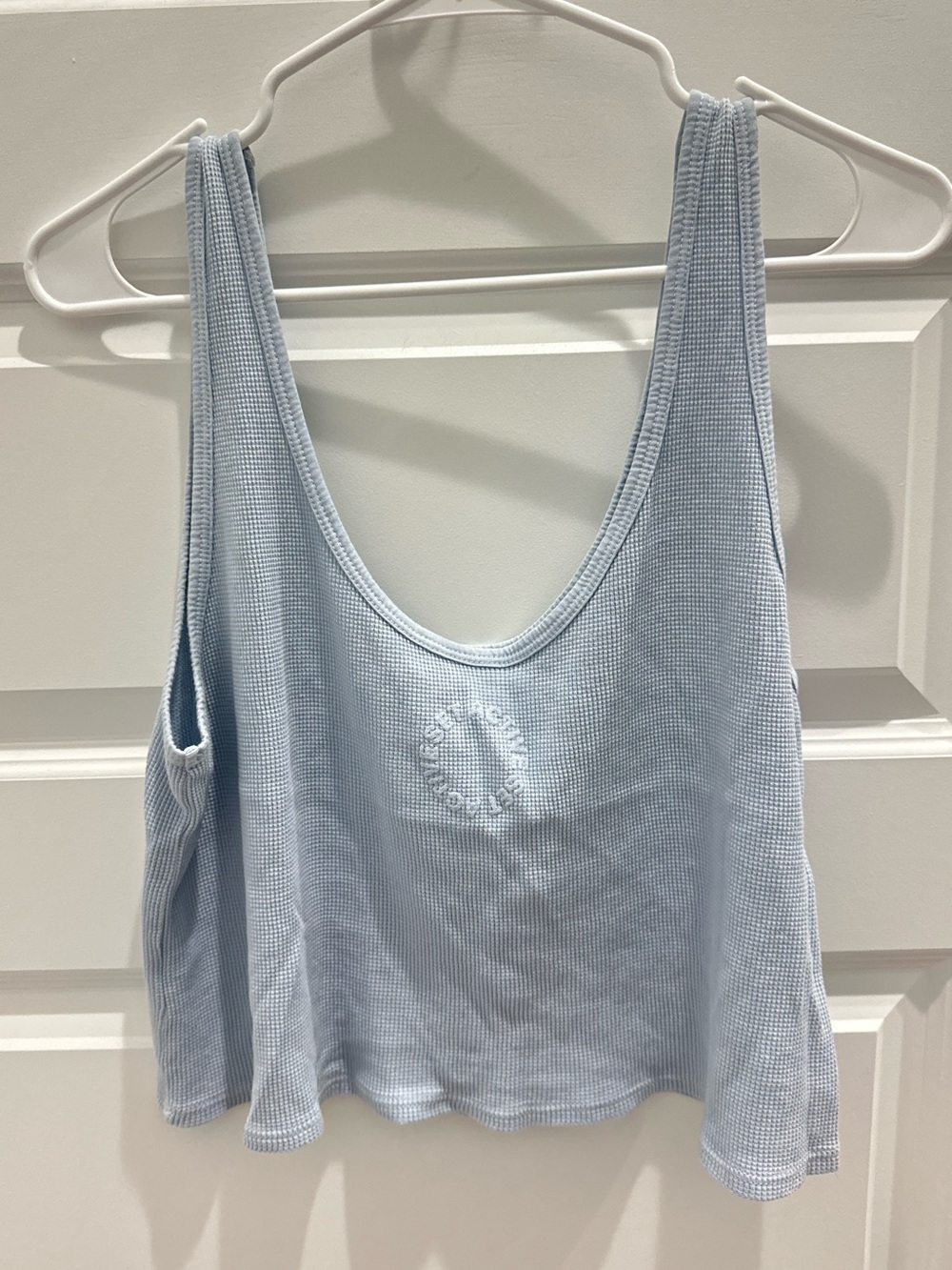 SET Active Light Blue Waffle Knit Cropped Tank - Size M